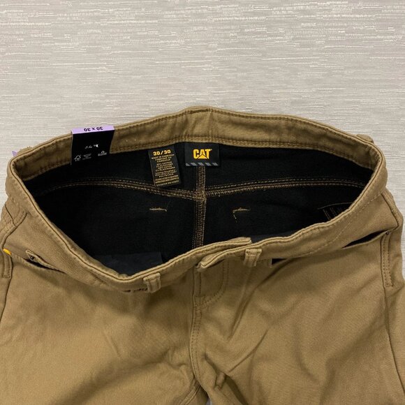 CAT Caterpillar Work Pants Mens 30 x 30 Brown Canvas Fleece Lined Insulated - Picture 6 of 12